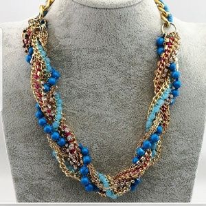 🔥sale🔥Pretty Blue Beads & Crystal Necklace